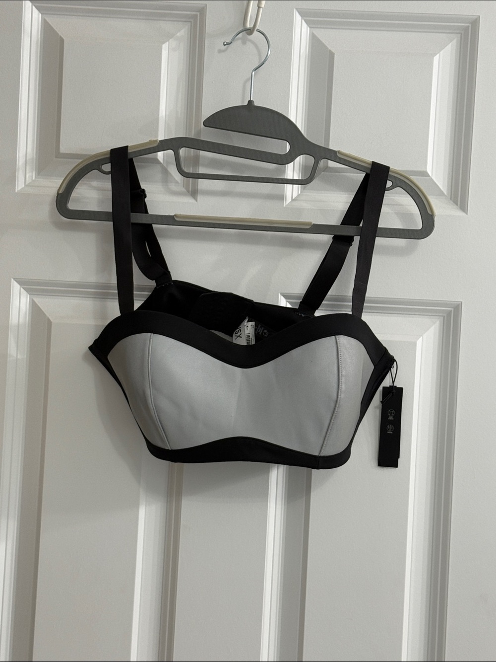 VSX Two-Tone Black and Light Gray Bustier Bra NWT